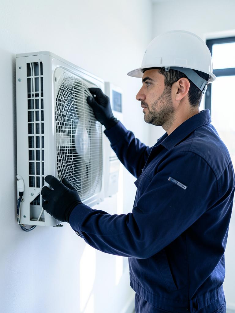 Profissional de refrigeração em atendimento