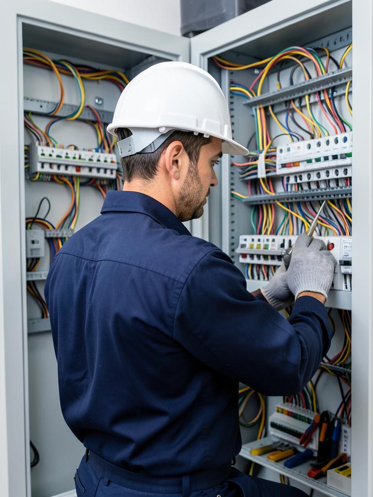 Profissional de elétrica em atendimento